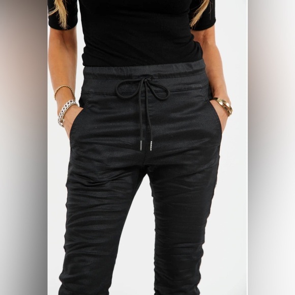 Bevy Flog Shely High Waisted Black Original Grid Mini Check Drawstring Pants - Picture 3 of 13